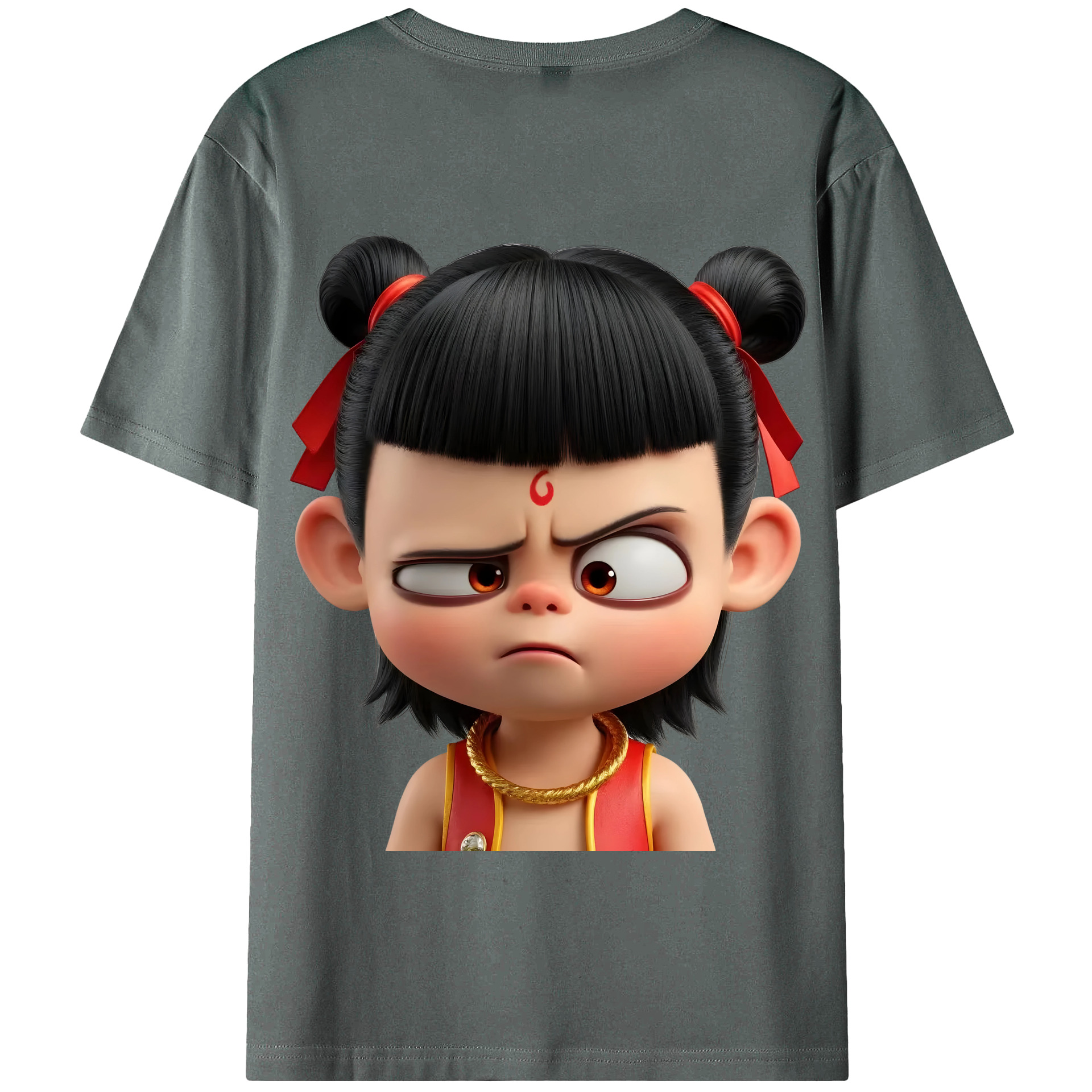 （画像用） Ne Zha 2 ナタ 魔童の大暴れ 綿100％半袖Tシャツ（背面プリント）